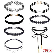 6pcs 7pcs 10 pcs Trendy Choker Necklace Stretch Velvet Classic Gothic Tattoo Lace Choker collier collar for Women Ladies ILML