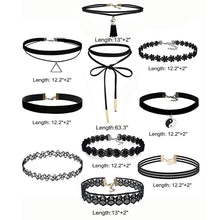 6pcs 7pcs 10 pcs Trendy Choker Necklace Stretch Velvet Classic Gothic Tattoo Lace Choker collier collar for Women Ladies ILML