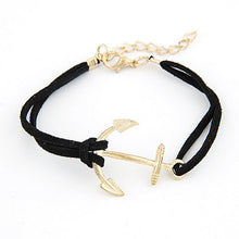 Attractive Fahsion Women Men Retro Alloy Anchor Braided Rope Gold Charm Jewelry bracelets bangles Design  ILML