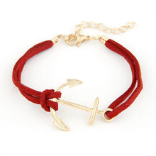 Attractive Fahsion Women Men Retro Alloy Anchor Braided Rope Gold Charm Jewelry bracelets bangles Design  ILML