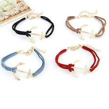 Attractive Fahsion Women Men Retro Alloy Anchor Braided Rope Gold Charm Jewelry bracelets bangles Design  ILML