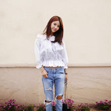Jeans Women Loose Low Waist Washed Vintage Big Hole Ripped Long Denim Pencil Pants L4 ILML