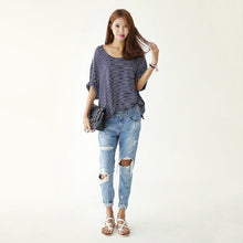 Jeans Women Loose Low Waist Washed Vintage Big Hole Ripped Long Denim Pencil Pants L4 ILML