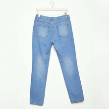 Jeans Women Loose Low Waist Washed Vintage Big Hole Ripped Long Denim Pencil Pants L4 ILML