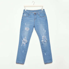 Jeans Women Loose Low Waist Washed Vintage Big Hole Ripped Long Denim Pencil Pants L4 ILML