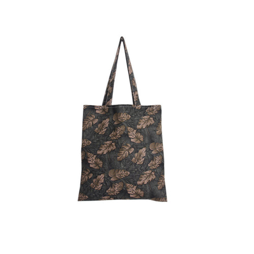 Leaves Printing Linen Tote Casual Shoulder Bag Women Shopping Bag shoulder Bags Large Capacity Daily Use Hbags ILML