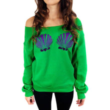 Shell Printed Women Off Shoulder Tops Long Sleeve Hoodies Slim Fit Casual Mermaid Sweatshirts Pullovers ILML