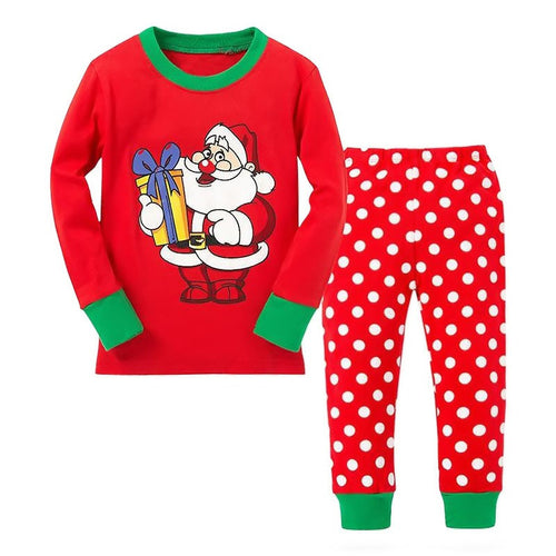 2pcss Kids Christmas Gift Clothing Set Cotton Long Sleeve Children Santa Print Suit Clothes Sets 2-7Years ILML