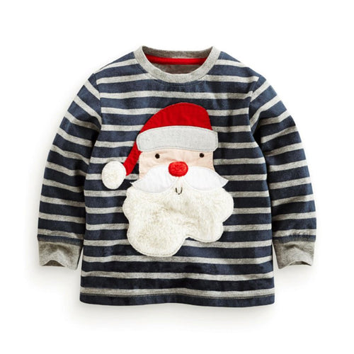 Cute Baby Boys Girl Long Sleeve Cotton Striped T shirts Children T-shirt Kids Infant Clothing Christmas Gifts ILML