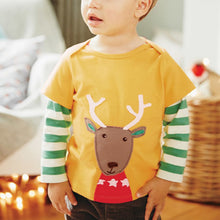 Cute Baby Boys Girl Long Sleeve Cotton Striped T shirts Children T-shirt Kids Infant Clothing Christmas Gifts ILML
