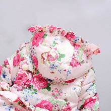 Kids Girls Warm Thick Hooded Floral Down Coat Children Warm Jacket Snowsuit Outwear Clothes ILML