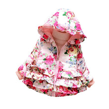 Kids Girls Warm Thick Hooded Floral Down Coat Children Warm Jacket Snowsuit Outwear Clothes ILML