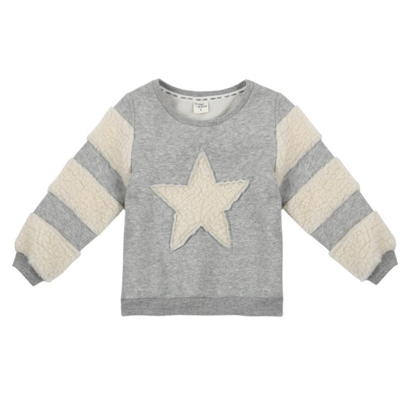 BOBORA Brand Kids Girls Boys Star Pattern Plush Pullover Cotton Personality Unisex Cute Sweater Clothes ILML