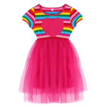BOBORA Kids Baby Girl Toddler Rainbow Striped Tutu Dresses Girls Top Party Dress Outfit Clothes ILML