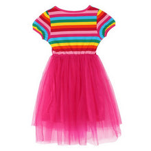 BOBORA Kids Baby Girl Toddler Rainbow Striped Tutu Dresses Girls Top Party Dress Outfit Clothes ILML
