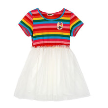 BOBORA Kids Baby Girl Toddler Rainbow Striped Tutu Dresses Girls Top Party Dress Outfit Clothes ILML