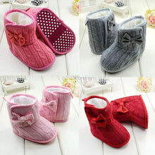 Baby Girl Boy Snow Boots Knit Bowknot Faux Fleece Soft Sole Kids Woolen Yam Knit Fur 3-18 Months ILML