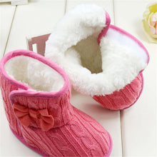 Baby Girl Boy Snow Boots Knit Bowknot Faux Fleece Soft Sole Kids Woolen Yam Knit Fur 3-18 Months ILML