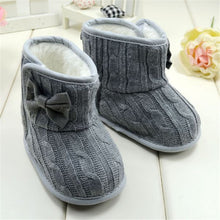 Baby Girl Boy Snow Boots Knit Bowknot Faux Fleece Soft Sole Kids Woolen Yam Knit Fur 3-18 Months ILML