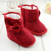Baby Girl Boy Snow Boots Knit Bowknot Faux Fleece Soft Sole Kids Woolen Yam Knit Fur 3-18 Months ILML