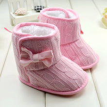 Baby Girl Boy Snow Boots Knit Bowknot Faux Fleece Soft Sole Kids Woolen Yam Knit Fur 3-18 Months ILML