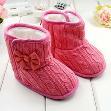 Baby Girl Boy Snow Boots Knit Bowknot Faux Fleece Soft Sole Kids Woolen Yam Knit Fur 3-18 Months ILML
