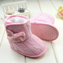 Baby Girl Boy Snow Boots Knit Bowknot Faux Fleece Soft Sole Kids Woolen Yam Knit Fur 3-18 Months ILML