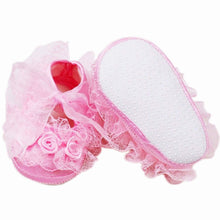 Baby Girls First Walkers Pink Flowers Lace born Baby Shoes Soft Sole 2 Colors  ILML
