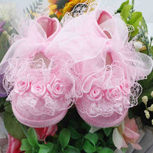 Baby Girls First Walkers Pink Flowers Lace born Baby Shoes Soft Sole 2 Colors  ILML