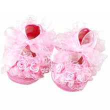 Baby Girls First Walkers Pink Flowers Lace born Baby Shoes Soft Sole 2 Colors  ILML