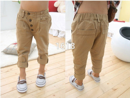 Baby Kids Boys Retro Clothes Khaki Casual Pants Straight Trousers 2-7Y Children Capris  ILML