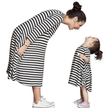 Baby  Mom Family Matching Outfits Dress Women Kids Pajamas Stripe Three Quater Sleeve Mother and Child Clothing ILML