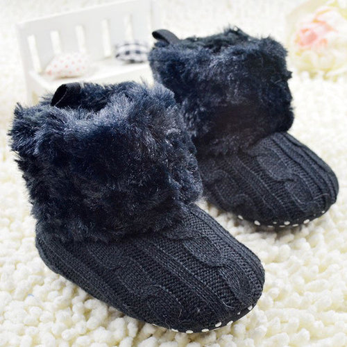 Baby Shoes Infants Crochet Knit Fleece Boots Wool Snow Crib Shoes Toddler Boy Girl Booties ILML