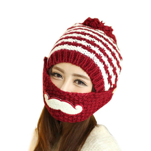 Beard Hat For Women One Hat Masks Beanies With Mouth Mask Wool Hat ILML