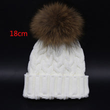 Beautiful VersatileWomen Crochet Hat Fur Wool Knit Beanie Raccoon Warm Cap ILML