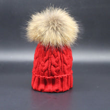 Beautiful VersatileWomen Crochet Hat Fur Wool Knit Beanie Raccoon Warm Cap ILML