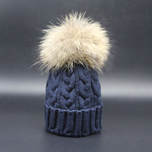 Beautiful VersatileWomen Crochet Hat Fur Wool Knit Beanie Raccoon Warm Cap ILML