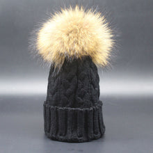Beautiful VersatileWomen Crochet Hat Fur Wool Knit Beanie Raccoon Warm Cap ILML