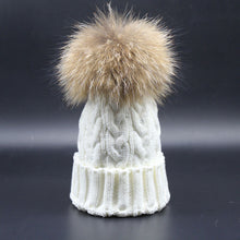 Beautiful VersatileWomen Crochet Hat Fur Wool Knit Beanie Raccoon Warm Cap ILML