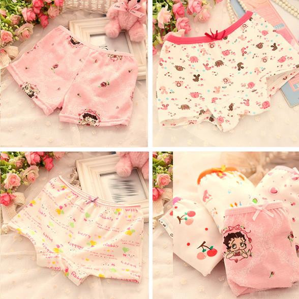 Boy Girls Kids Cotton Cartoon Flower Pajama Underwear Underpant Boxers Short Pants ILML