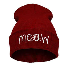 MEOW Cap Casual Hip-Hop Hats Knitted Wool Skullies Beanie Hat Warm Soft Hat for Women Men ILML