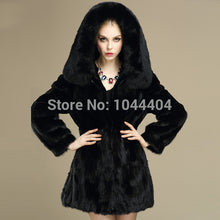 Brand Luxury Women Rabbit Fur Coat Fox Fur Collar Hooded Long Jacket Parka ILML