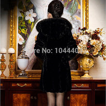 Brand Womens Jacket Fox Fur Collar Outerwear Long Parka Long Sleeve Coat Overcoat ILML