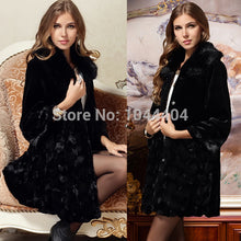 Brand Womens Jacket Fox Fur Collar Outerwear Long Parka Long Sleeve Coat Overcoat ILML