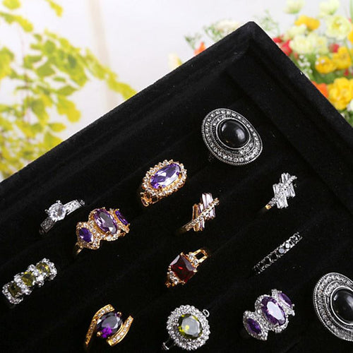 Bright Jewelry Showcase Velvet Earring Ring Display Tray Box Show Carrying Case  ILML