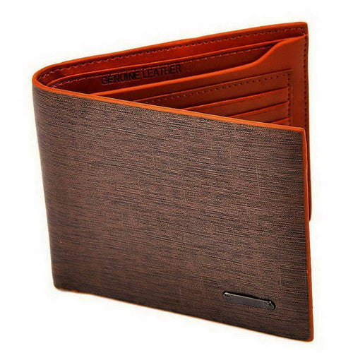 Brown Billfold Coffee Leather Wallet Credit Card Men Purse Clutch Bifold ILML
