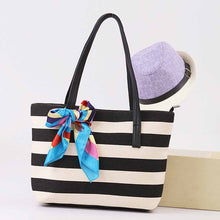Casual women bag Canvas Stripe Silk Scarf hbags Shoulder Shopping Bag Travel Bags Tote hbag women bags bolsas ILML