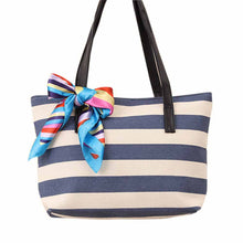 Casual women bag Canvas Stripe Silk Scarf hbags Shoulder Shopping Bag Travel Bags Tote hbag women bags bolsas ILML