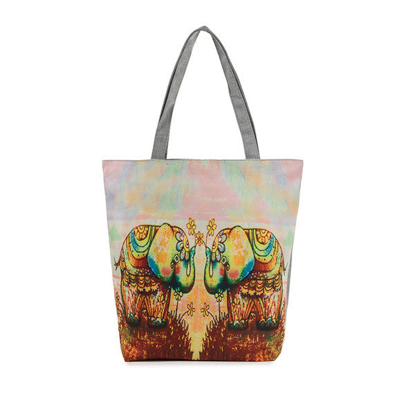Casual women bag Elephant Printing Canvas hbags Shoulder Shopping Bag Travel Bags Tote hbag women bags bolsas ILML
