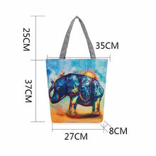 Casual women bag Elephant Printing Canvas hbags Shoulder Shopping Bag Travel Bags Tote hbag women bags bolsas ILML